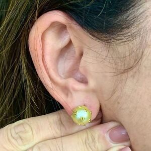 South Sea Pearl Sapphire Earrings 14k Gold 11.33 mm Certified $5,950 113478